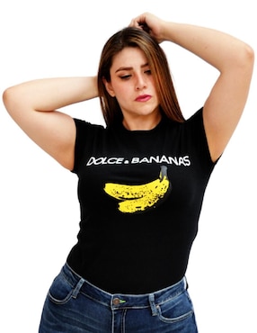 Playera manga corta Roman Fashion cuello redondo para mujer