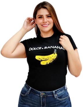 Playera manga corta Roman Fashion cuello redondo para mujer