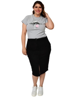 Playera manga corta Roman Fashion cuello redondo para mujer