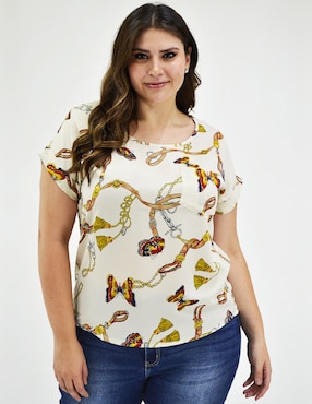 Blusa Roman Fashion manga corta para mujer