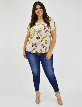 Blusa Roman Fashion manga corta para mujer