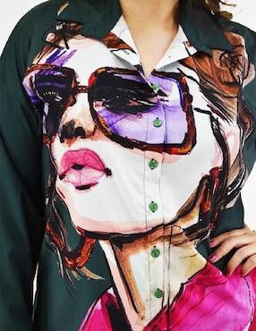 Blusa camisera Roman Fashion manga larga para mujer