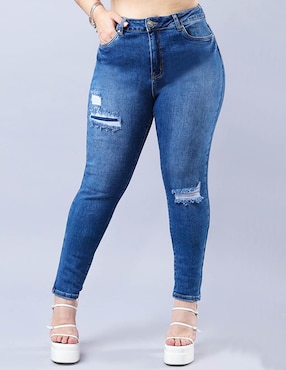 Jeans Skinny Roman Fashion Medio Corte Cintura Para Mujer