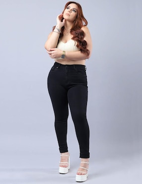 Jeans skinny Roman Fashion corte media cintura para mujer