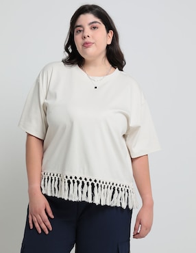 Playera Manga Al Codo The Pattern Cuello Redondo Para Mujer