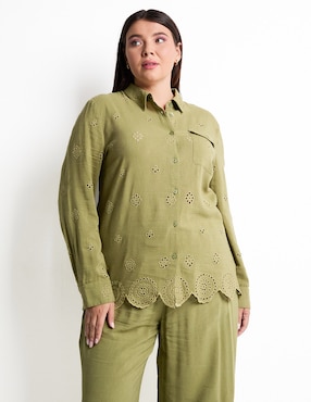 Blusa camisera The Pattern manga larga para mujer