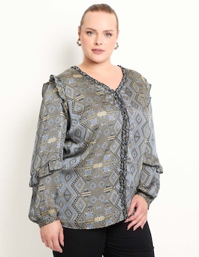 Blusa The Pattern manga larga para mujer