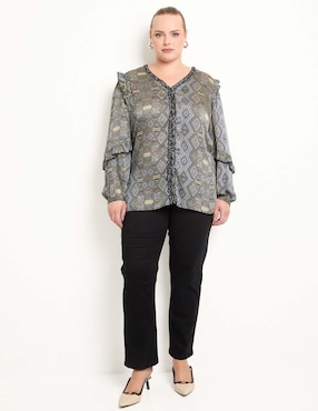 Blusa The Pattern manga larga para mujer