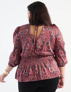 Blusa peplum The Pattern manga 3/4 para mujer