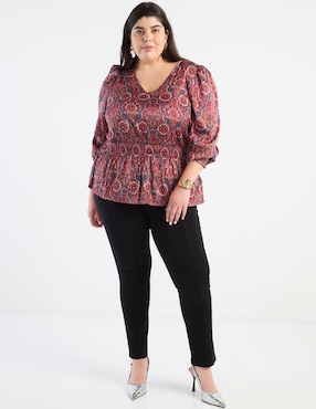 Blusa peplum The Pattern manga 3/4 para mujer