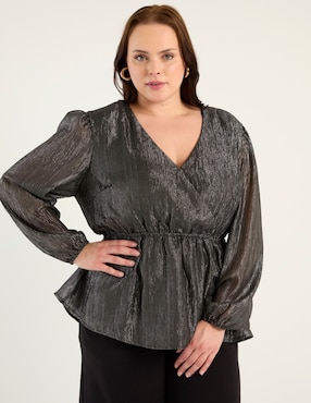 Blusa peplum The Pattern manga larga para mujer