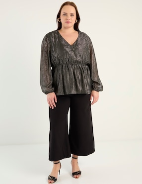 Blusa peplum The Pattern manga larga para mujer