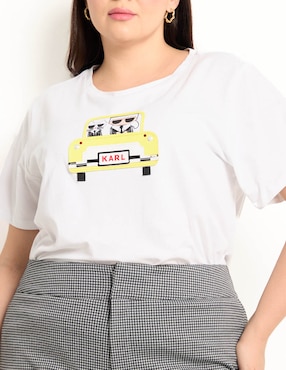 Playera manga corta Karl Lagerfeld Paris cuello redondo para mujer