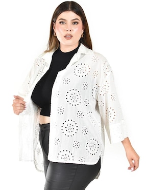 Blusa camisera Roman Fashion manga 3/4 para mujer