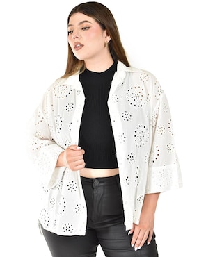 Blusa camisera Roman Fashion manga 3/4 para mujer