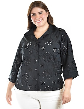 Blusa camisera Roman Fashion manga 3/4 para mujer