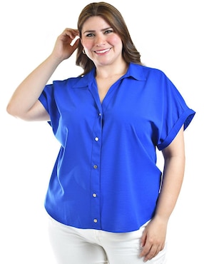 Blusa camisera Roman Fashion manga corta para mujer