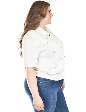 Blusa camisera Roman Fashion manga corta para mujer