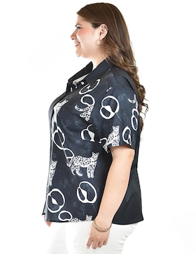 Blusa camisera Roman Fashion manga corta para mujer