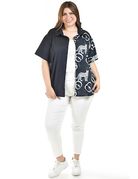 Blusa camisera Roman Fashion manga corta para mujer