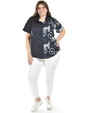 Blusa camisera Roman Fashion manga corta para mujer