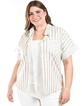 Blusa camisera Roman Fashion manga corta para mujer