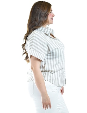 Blusa camisera Roman Fashion manga corta para mujer