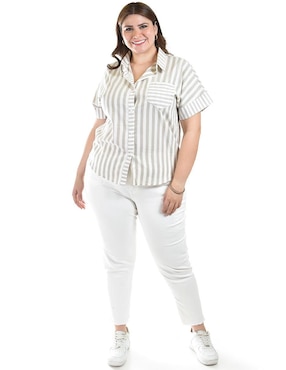 Blusa camisera Roman Fashion manga corta para mujer