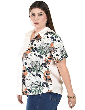 Blusa camisera Roman Fashion manga corta para mujer