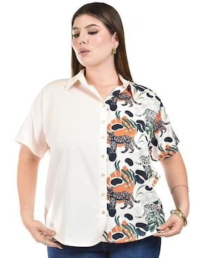 Blusa camisera Roman Fashion manga corta para mujer