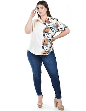 Blusa camisera Roman Fashion manga corta para mujer