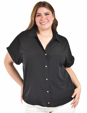 Blusa camisera Roman Fashion manga corta para mujer