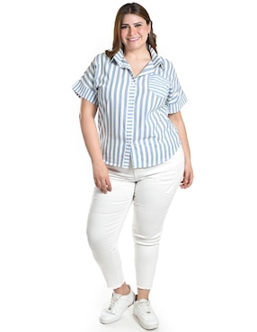Blusa camisera Roman Fashion manga corta para mujer