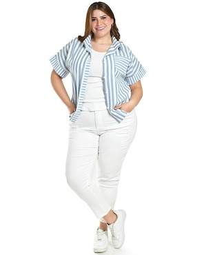 Blusa camisera Roman Fashion manga corta para mujer