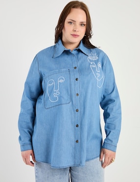 Blusa camisera The Pattern manga larga para mujer