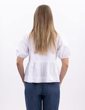 Blusa peplum Nautica manga al codo para mujer