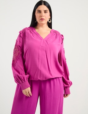 Blusa The Pattern manga larga para mujer