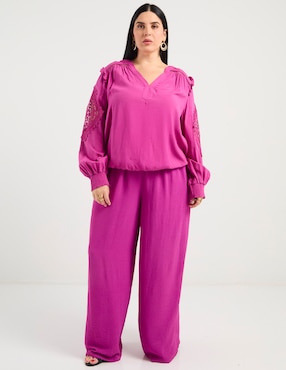 Blusa The Pattern manga larga para mujer
