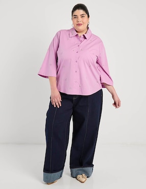 Camisa The Pattern de algodón manga 3/4 para mujer