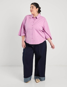 Camisa The Pattern de algodón manga 3/4 para mujer