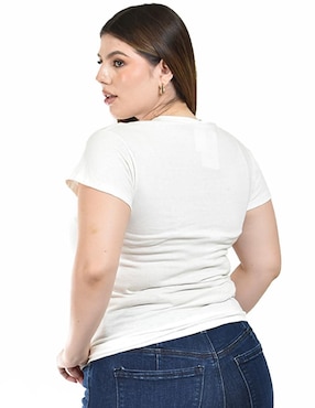 Playera manga corta Roman Fashion cuello redondo para mujer