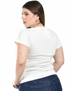 Playera manga corta Roman Fashion cuello redondo para mujer