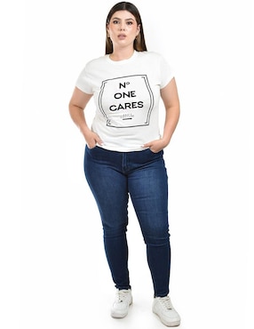 Playera manga corta Roman Fashion cuello redondo para mujer