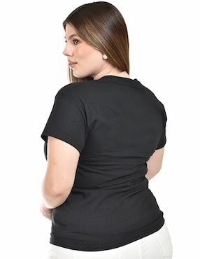 Playera manga corta Roman Fashion cuello redondo para mujer