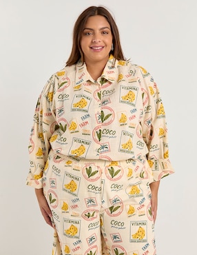 Blusa camisera Map manga 3/4 para mujer