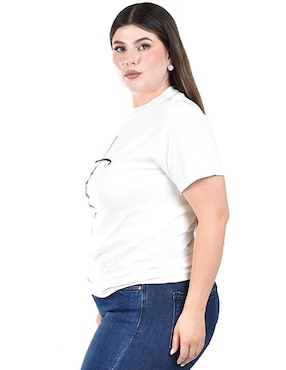 Playera manga corta Roman Fashion cuello redondo para mujer