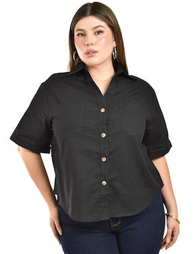 Blusa camisera Roman Fashion manga corta para mujer