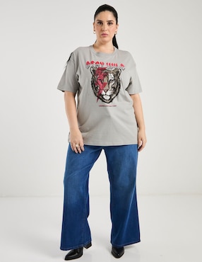Blusa manga al codo Only Carmakoma cuello redondo para mujer