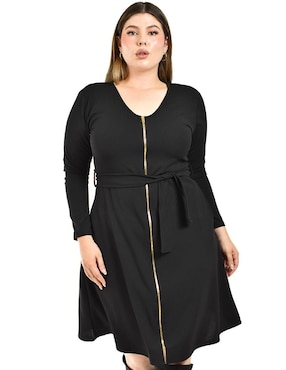 Vestido a la rodilla de fiesta Roman Fashion escote redondo