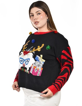 Suéter navideño Roman Fashion cuello redondo para mujer